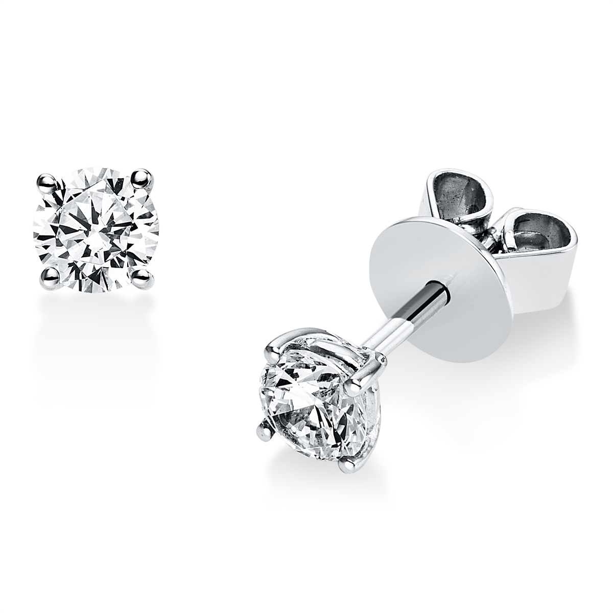 Solitaire Ohrstecker 4er-Krappe 950PL Platin mit 0,50ct Diamanten