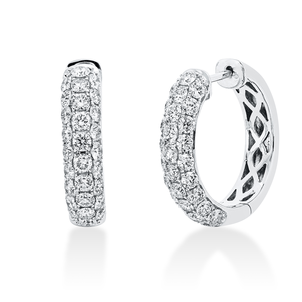 Pavé Creolen  18kt Weißgold mit 2,08ct Diamanten