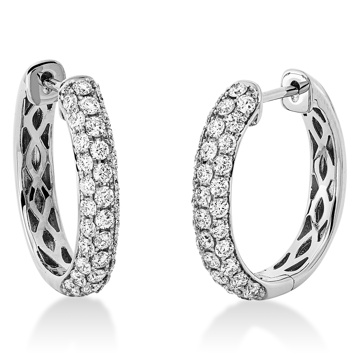 Pavé Creolen  18kt Weißgold mit 1,09ct Diamanten