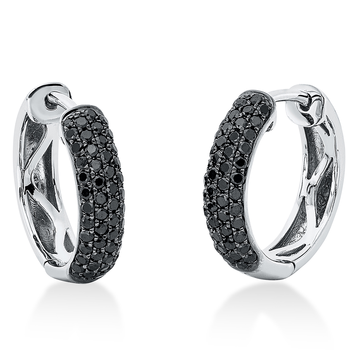 Pavé Creolen  18kt Weißgold teils schwarz rhodiniert mit 0,68ct Diamanten