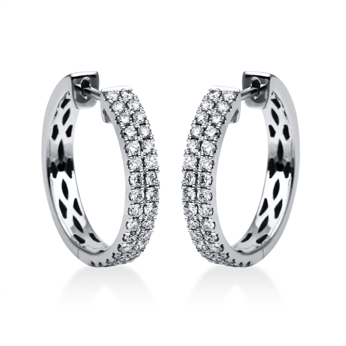 Pavé Creolen  18kt Weißgold mit 0,90ct Diamanten