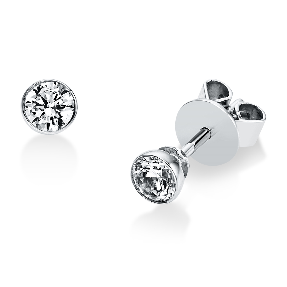 Solitaire Ohrstecker Zarge 18kt Weißgold mit 0,40ct Diamanten