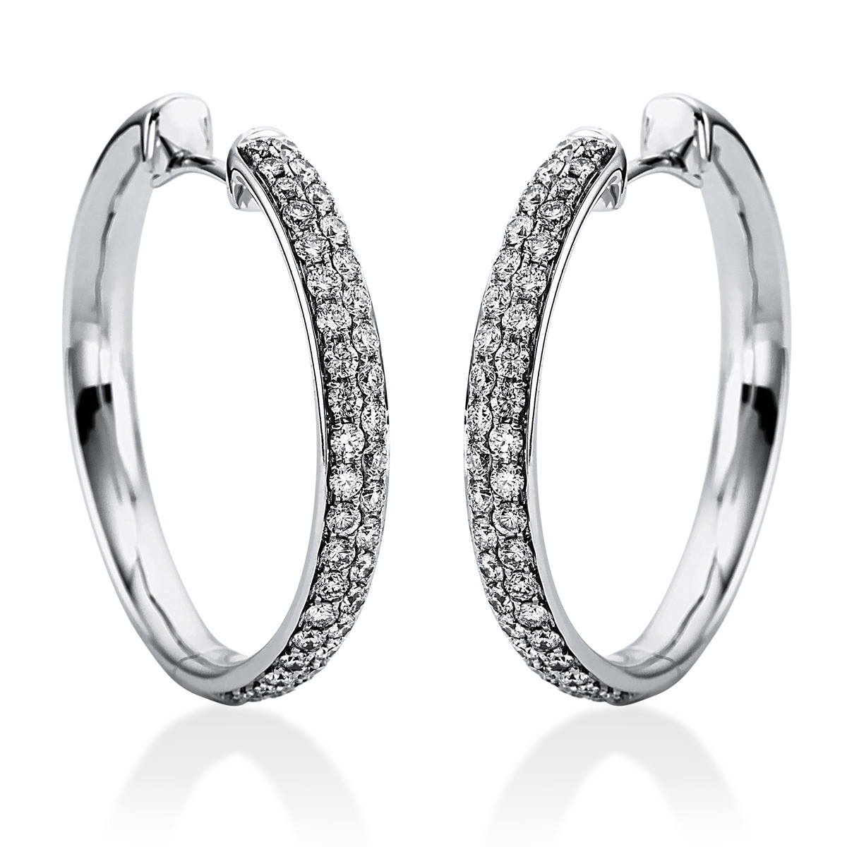 Pavé Creolen  18kt Weißgold mit 0,86ct Diamanten