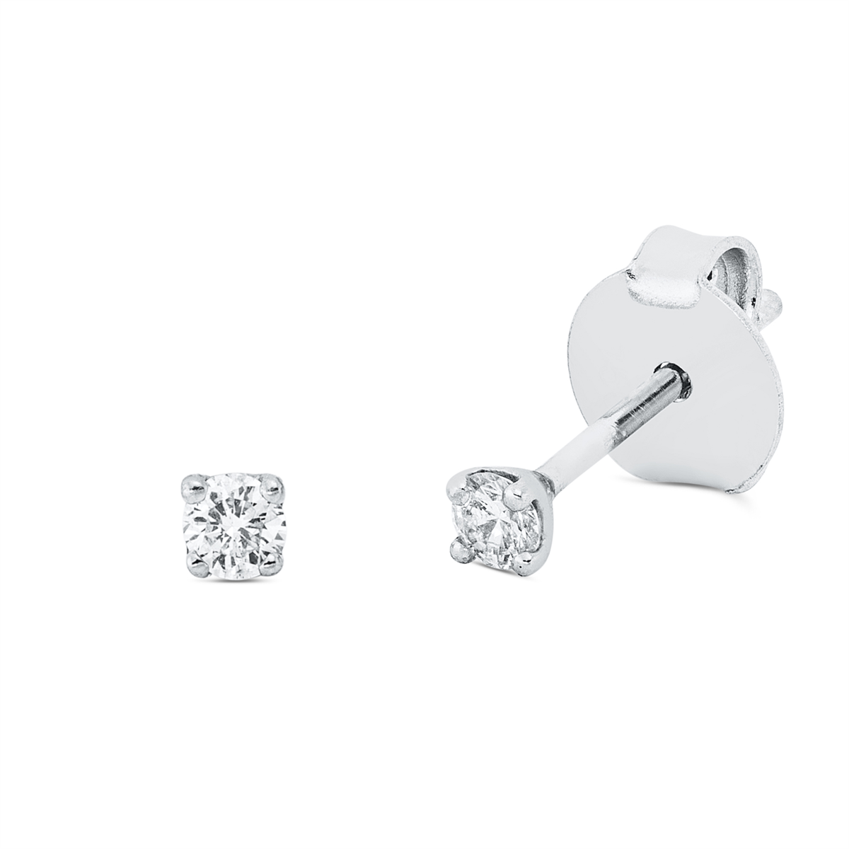Solitaire Ohrstecker 4er-Krappe 18kt Weißgold mit 0,10ct Diamanten