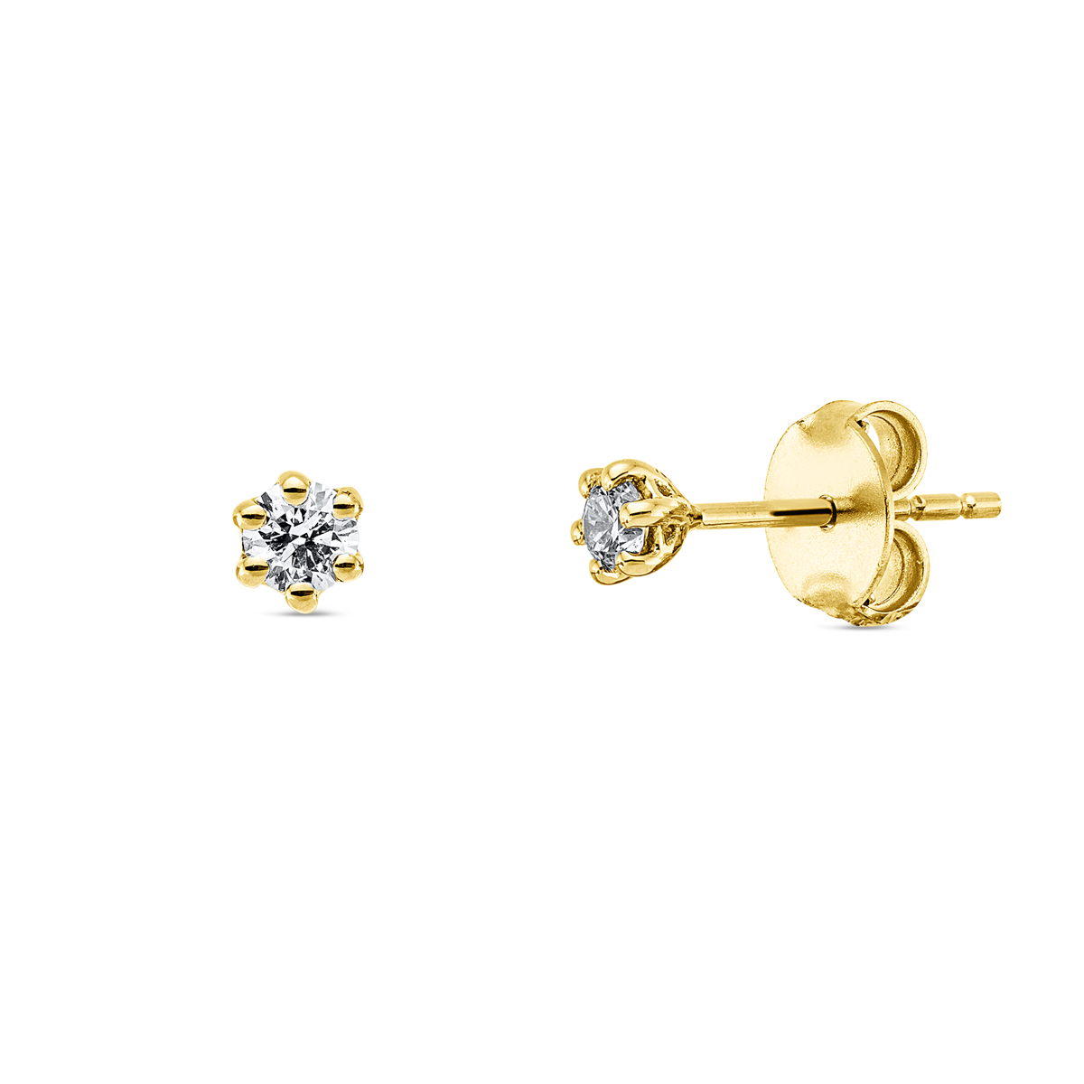 Solitaire Ohrstecker 6er-Krappe 18kt Gelbgold mit 0,19ct Diamanten