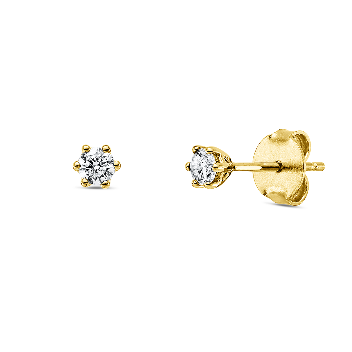 Solitaire Ohrstecker 6er-Krappe 18kt Gelbgold mit 0,25ct Diamanten