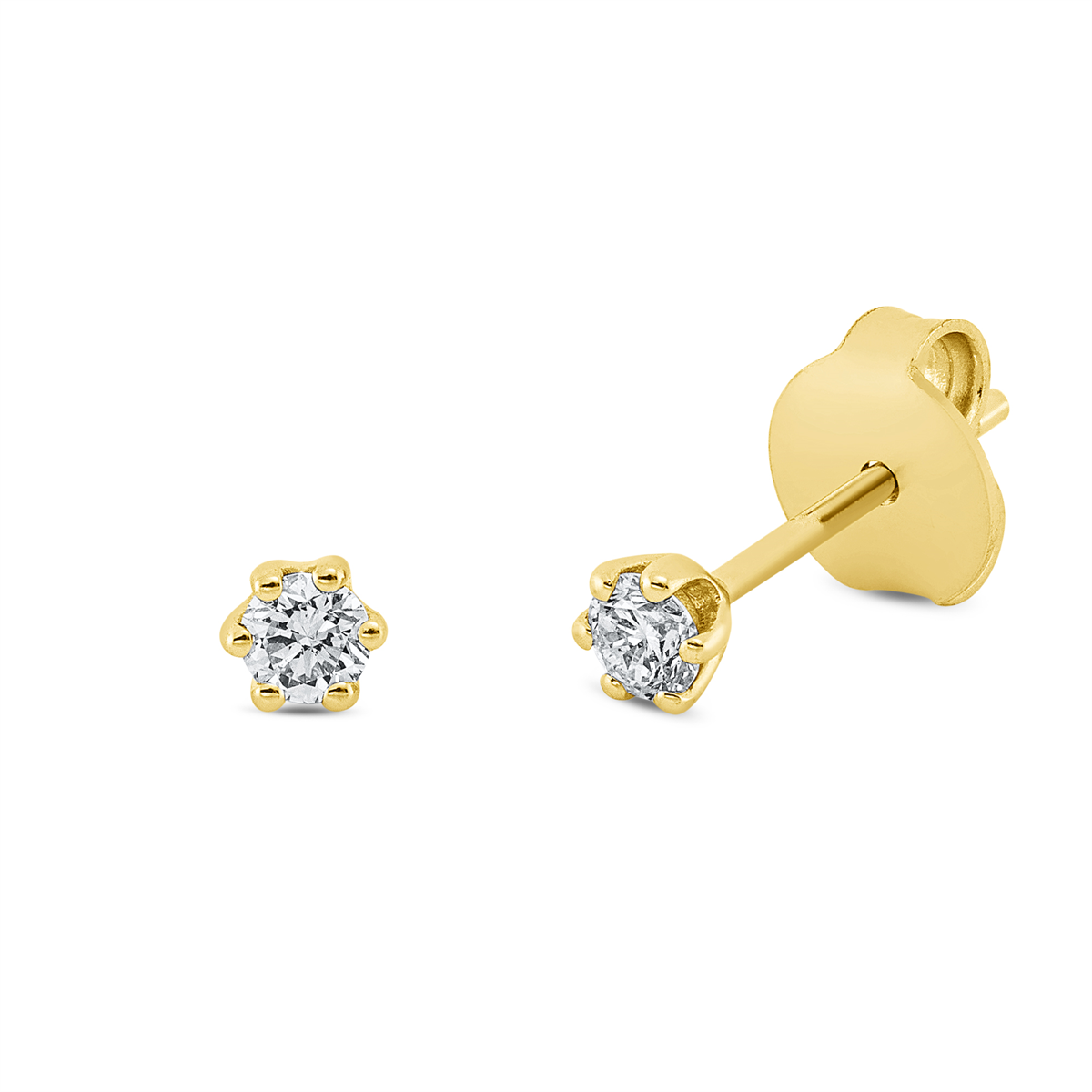 Solitaire Ohrstecker 6er-Krappe 18kt Gelbgold mit 0,17ct Diamanten