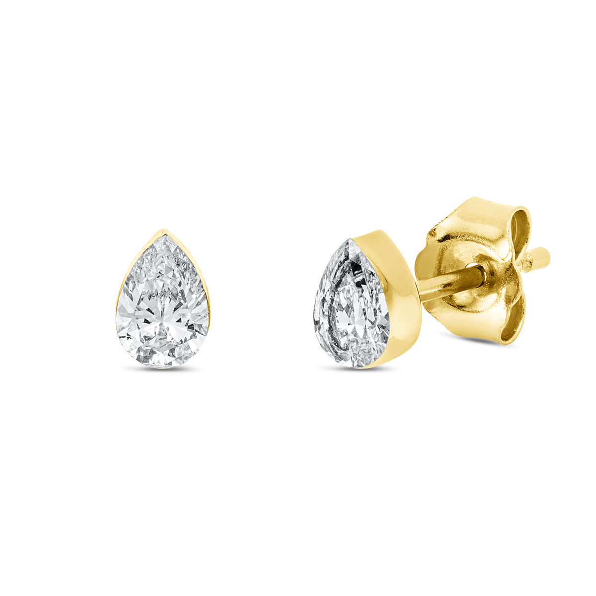 Solitaire Ohrstecker Zarge 18kt Gelbgold  Tropfen mit 0,48ct Diamanten