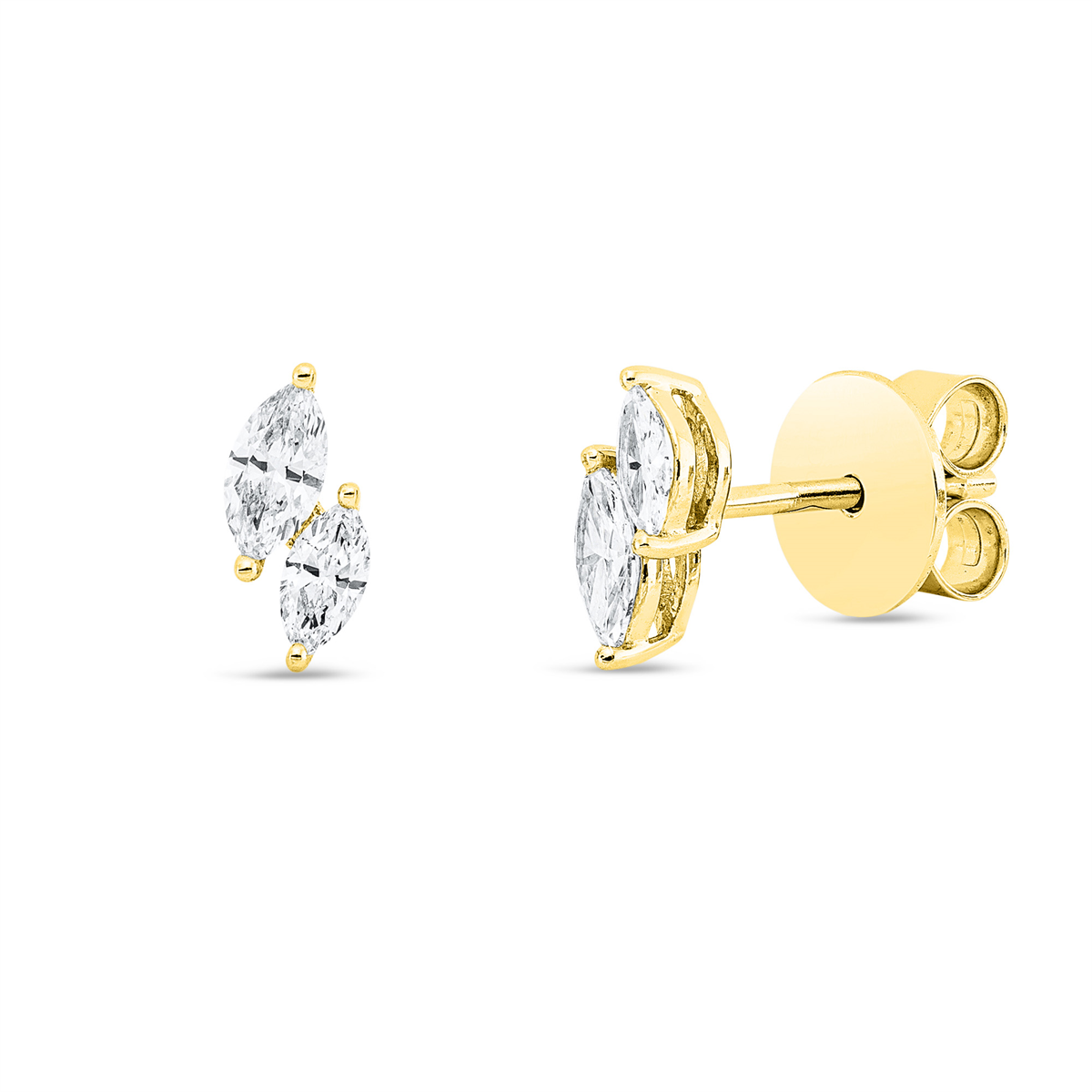 Ohrstecker 2er-Krappe 18 kt GG Oval