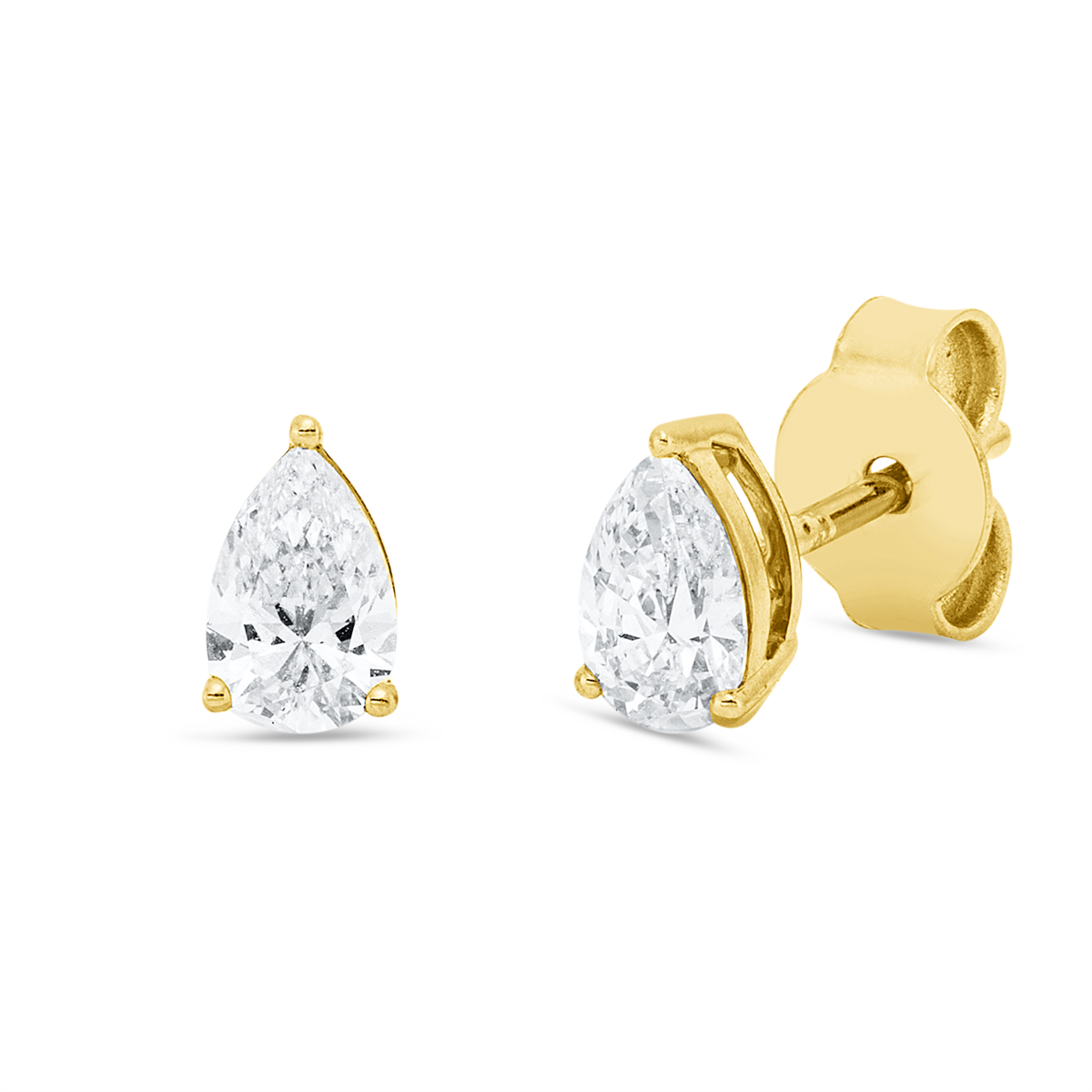Solitaire Ohrstecker 3er-Krappe 18kt Gelbgold GIA 2526883413, GIA 2526930892 mit 0,63ct Diamanten