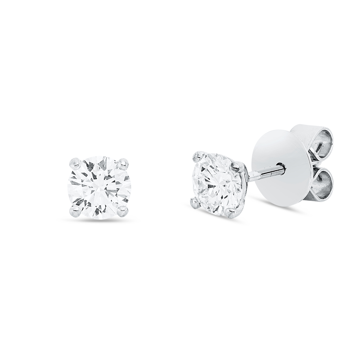 Solitaire Ohrstecker 4er-Krappe 18kt Weißgold GIA5523626184+GIA3525623103 6,0mm butterfly, 2 grove pins mit 0,80ct Diamanten