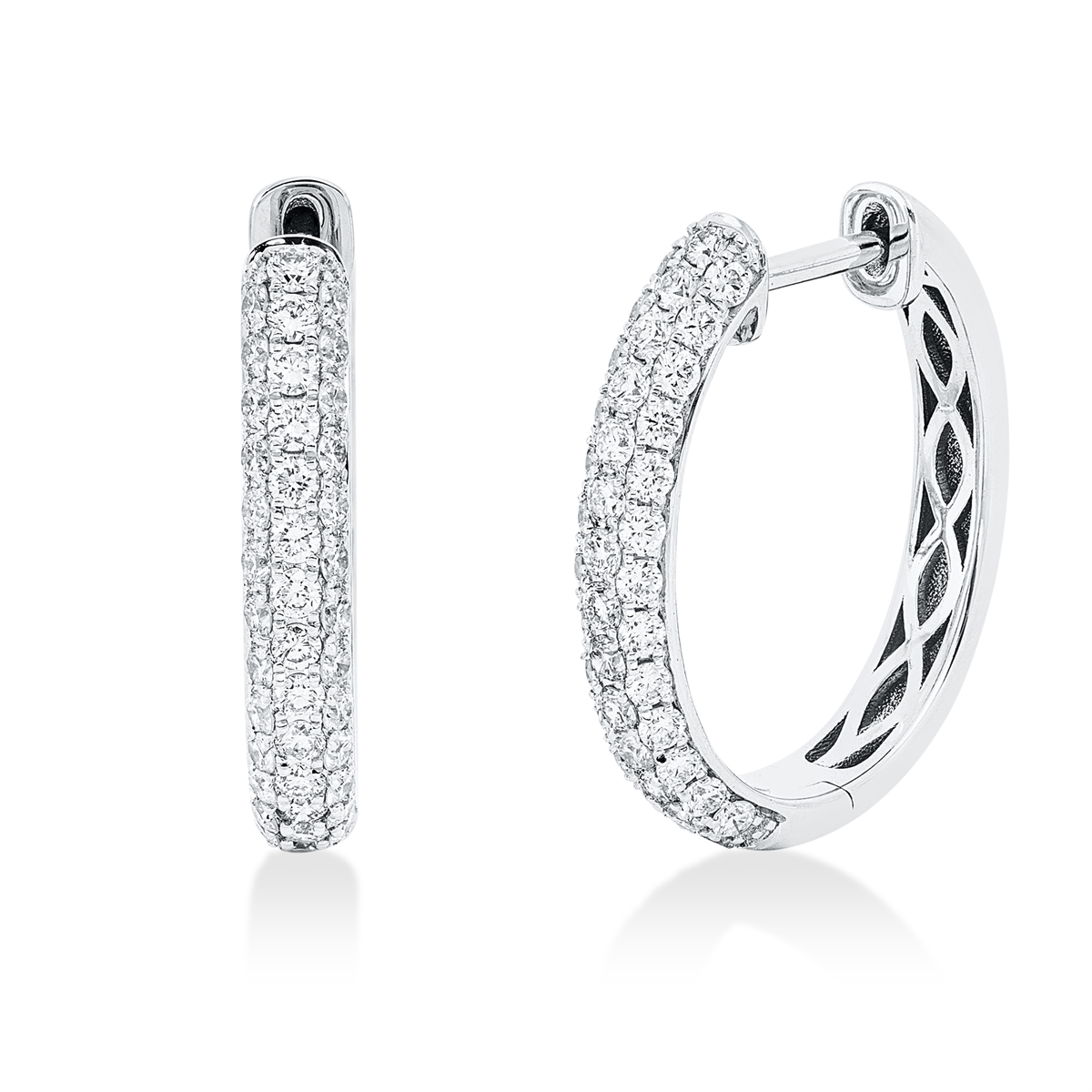 Pavé Creolen  18kt Weißgold mit 0,97ct Diamanten
