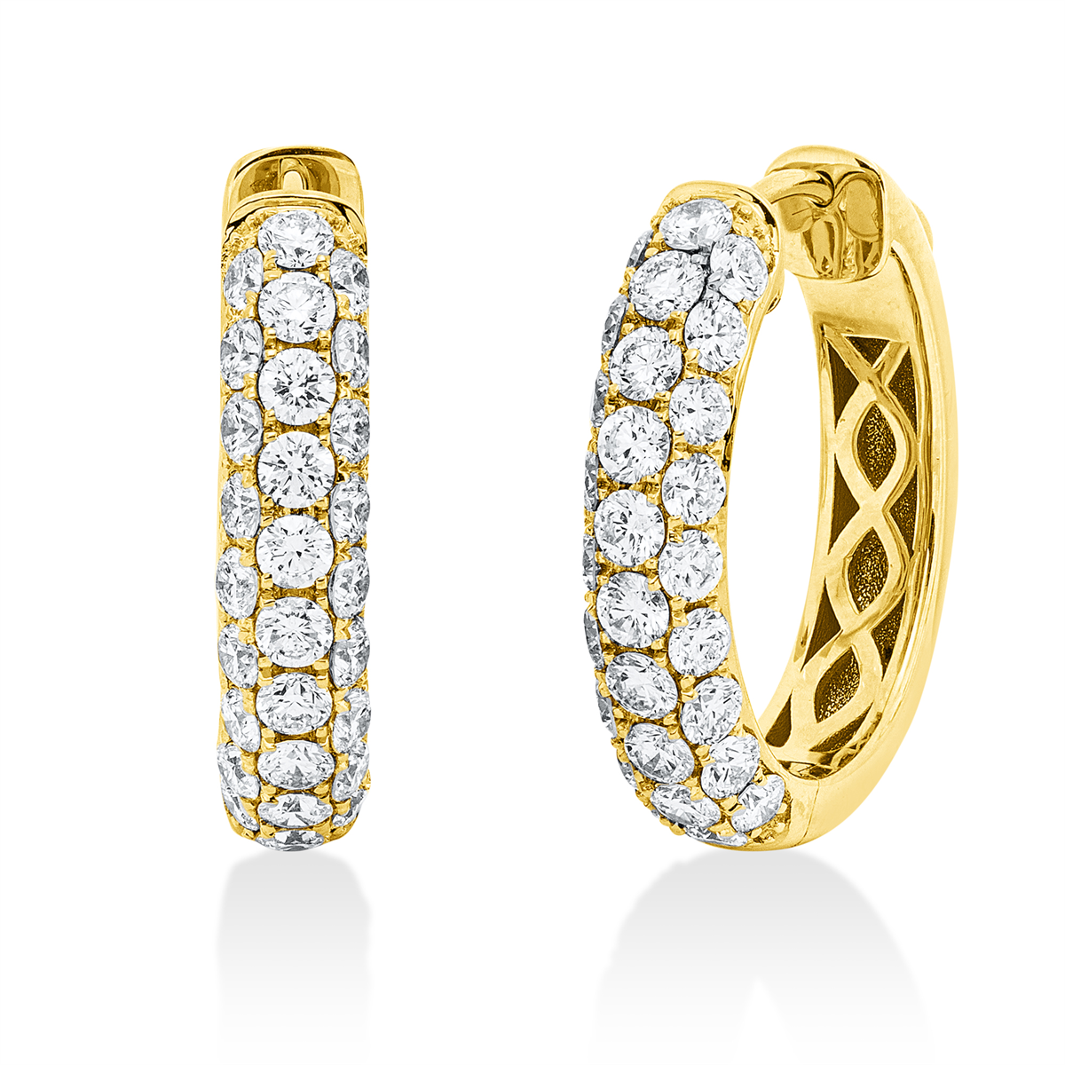 Pavé Creolen  18kt Gelbgold mit 2,06ct Diamanten