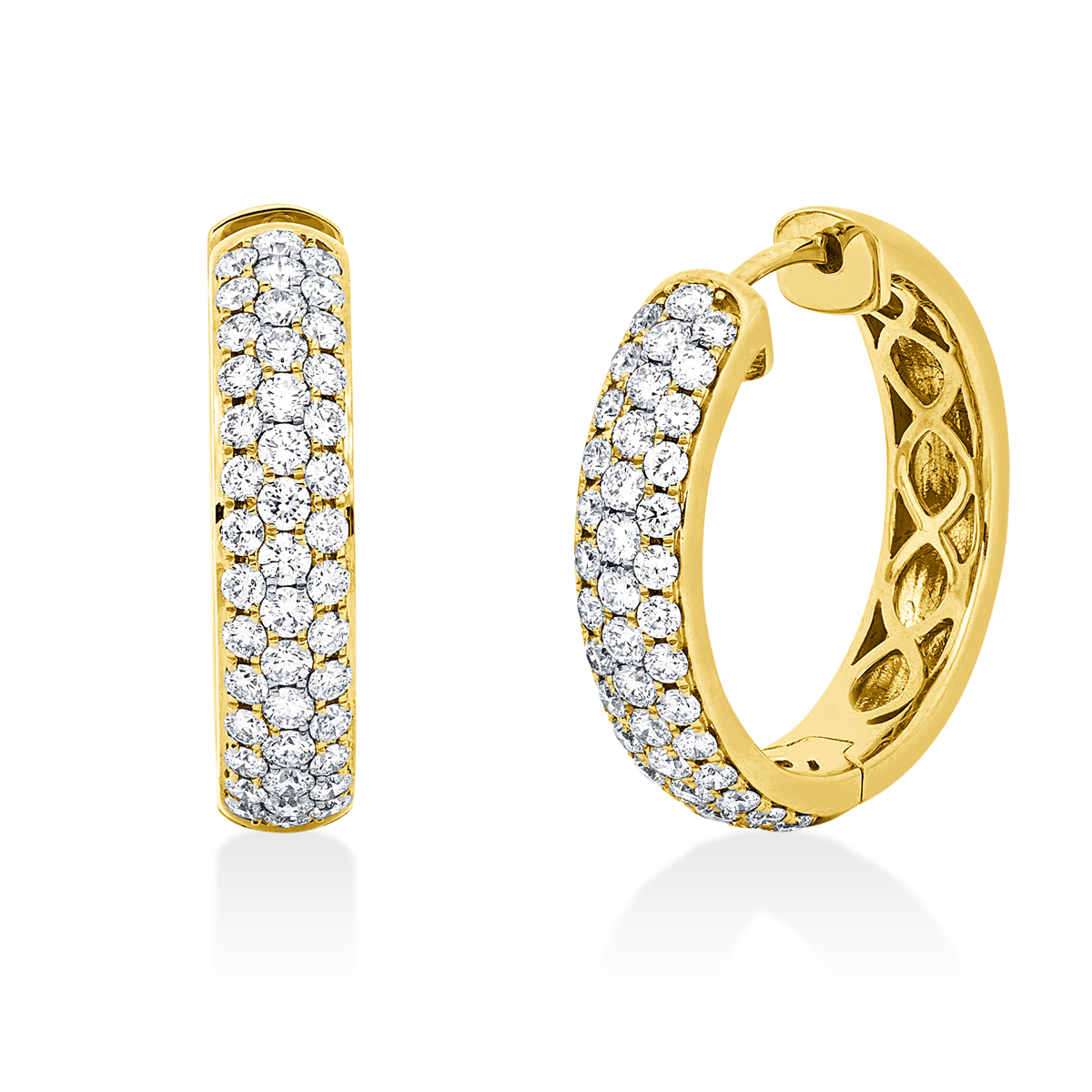 Pavé Creolen  18kt Gelbgold mit 1,57ct Diamanten