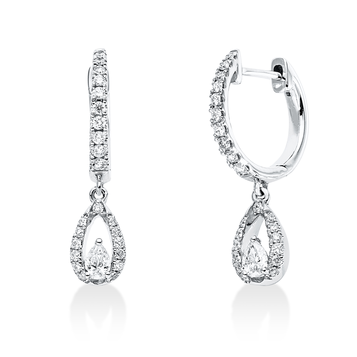 Solitaire Ohrschmuck  14kt Weißgold mit 0,46ct Diamanten