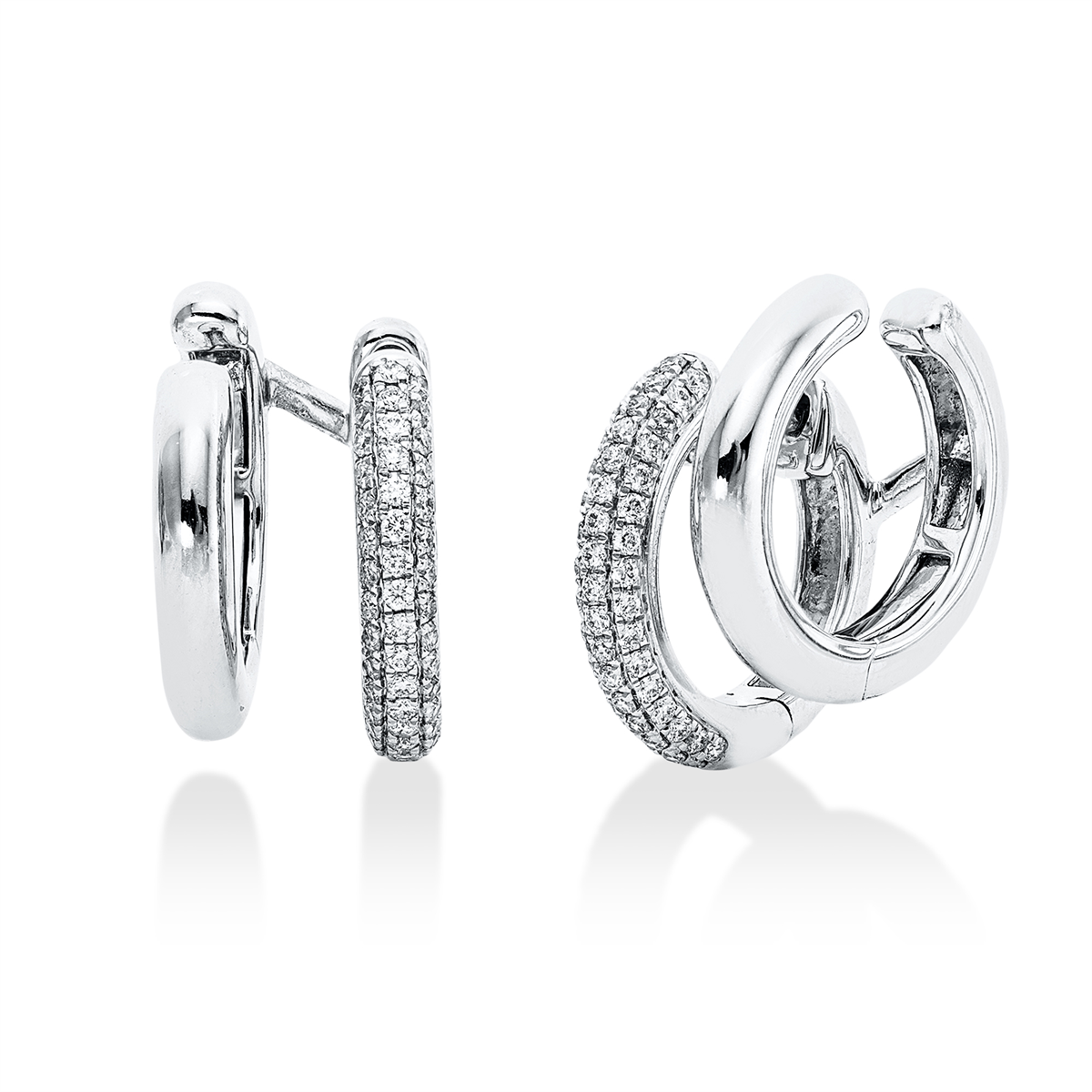 Pavé Creolen  14kt Weißgold mit 0,36ct Diamanten