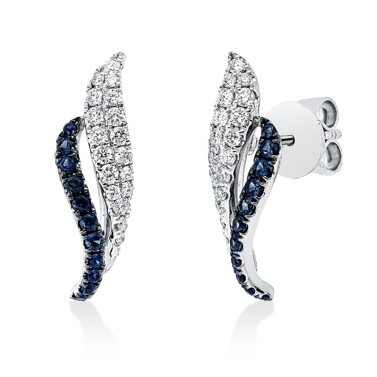 Ohrschmuck 18 kt WG, Fassung schwarz rhodiniert
