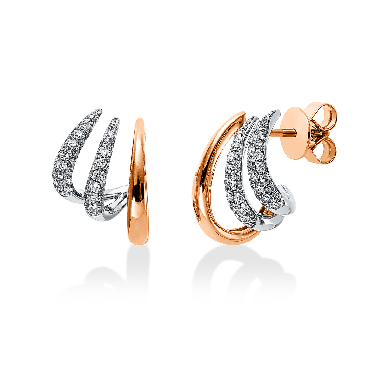 Pavé Ohrstecker  18kt Rotgold / Weißgold mit 0,58ct Diamanten