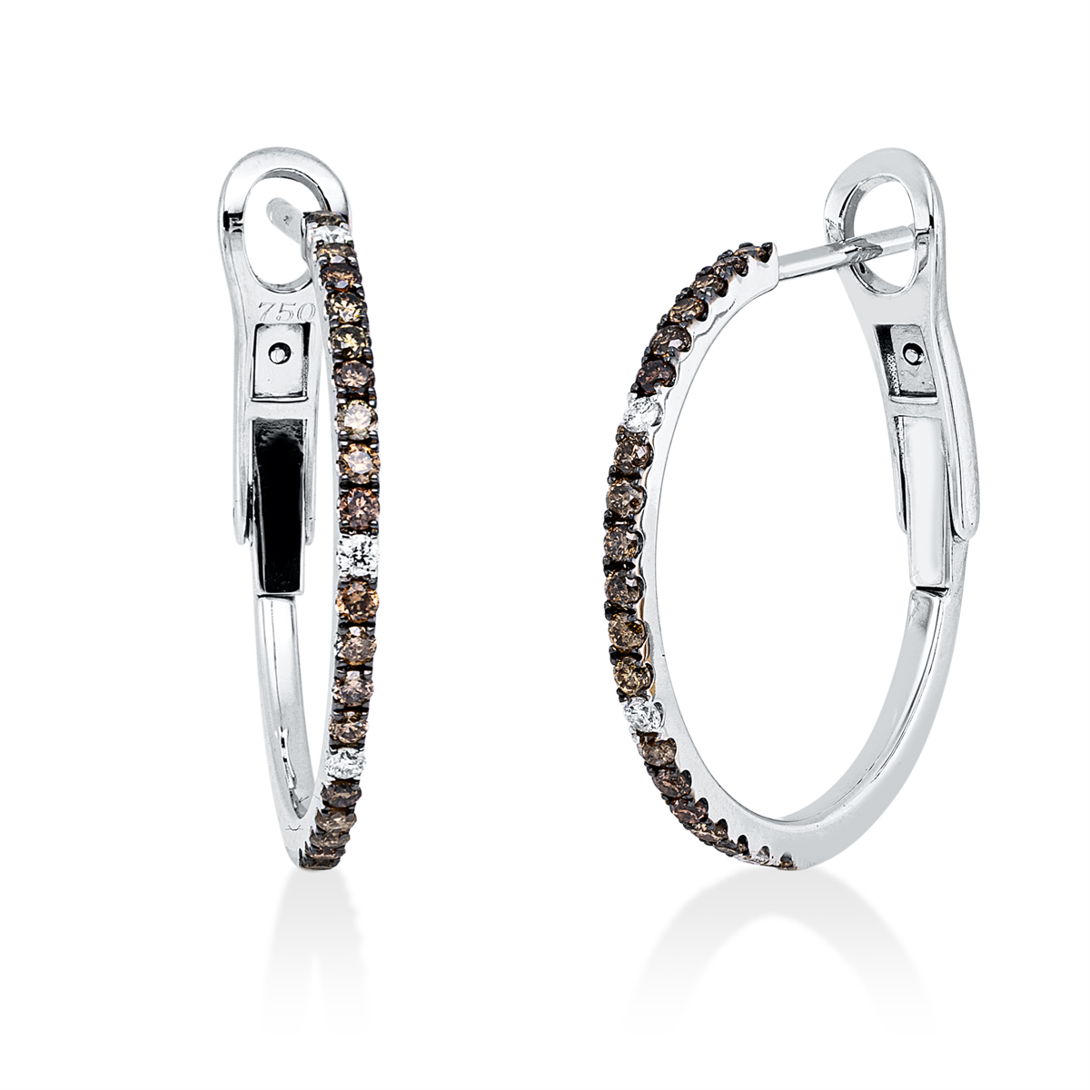 Creolen 18 kt WG, Fassung teils schwarz rhodinie