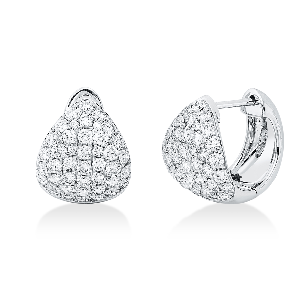 Pavé Creolen  14kt Weißgold mit 1,41ct Diamanten