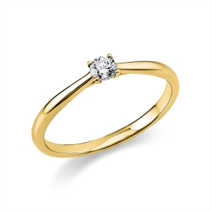 Solitaire Ring 4er-Krappe 14kt Gelbgold mit 0,15ct Diamanten