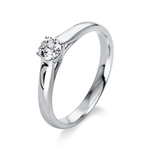 Solitaire Ring 4er-Krappe 14kt Weißgold mit 0,31ct Diamanten