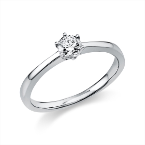 Solitaire Ring 6er-Krappe 14kt Weißgold GIA6541830032 mit 0,30ct Diamanten