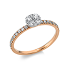 Ring 18 kt RG, Fassung rhodiniert