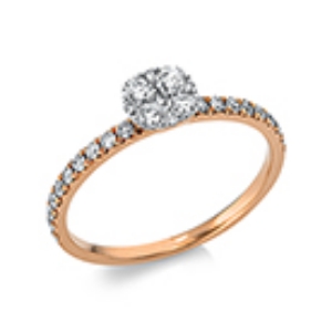 Ring 18 kt RG, Fassung rhodiniert