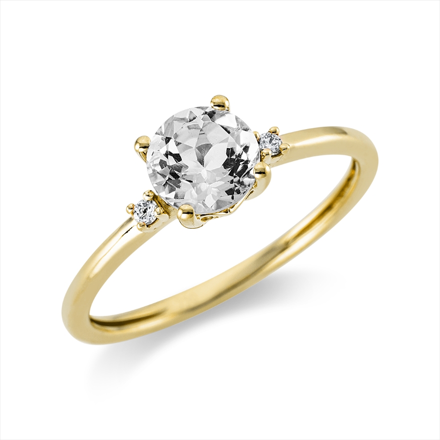 Ring 4er-Krappe 18 kt GG, Fassung rhodiniert