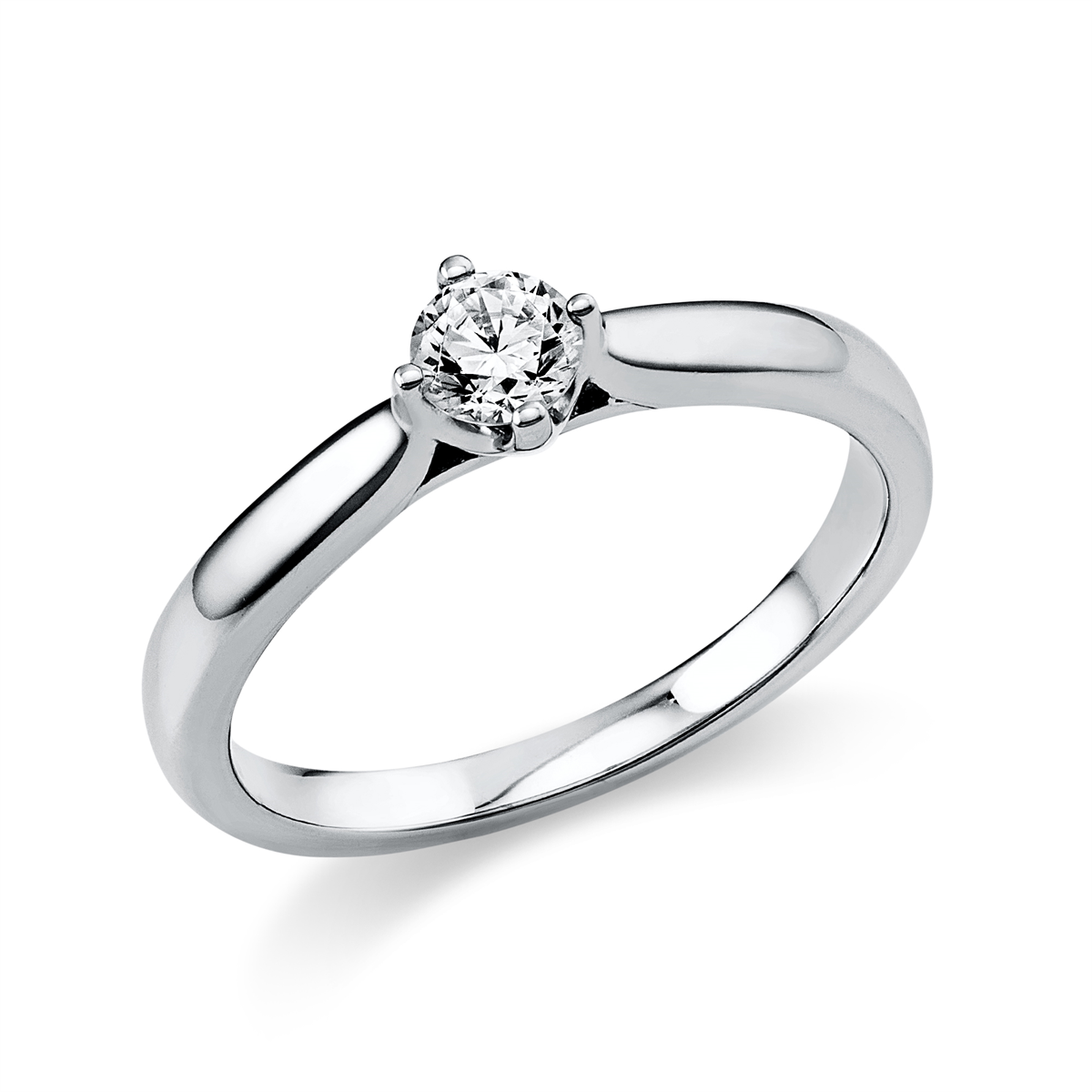 Solitaire Ring 4er-Krappe 950PL Platin mit 0,25ct Diamanten