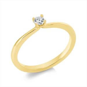 Solitaire Ring 4er-Krappe 14kt Gelbgold mit 0,10ct Diamanten