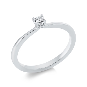 Solitaire Ring 4er-Krappe 14kt Gelbgold mit 0,10ct Diamanten