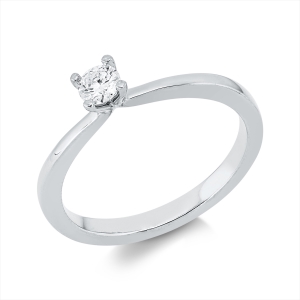 Solitaire Ring 4er-Krappe 14kt Gelbgold mit 0,15ct Diamanten