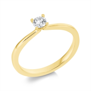 Solitaire Ring 4er-Krappe 14kt Gelbgold mit 0,20ct Diamanten