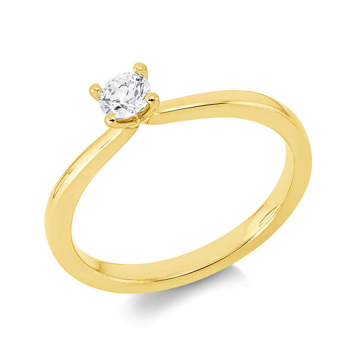 Solitaire Ring 4er-Krappe 14kt Gelbgold mit 0,25ct Diamanten