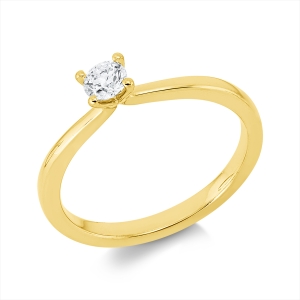 Solitaire Ring 4er-Krappe 14kt Gelbgold mit 0,25ct Diamanten