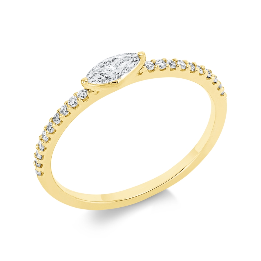 Ring 18 kt GG, Fassung rhodiniert