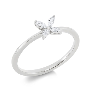 Ring 18 kt GG, Fassung rhodiniert