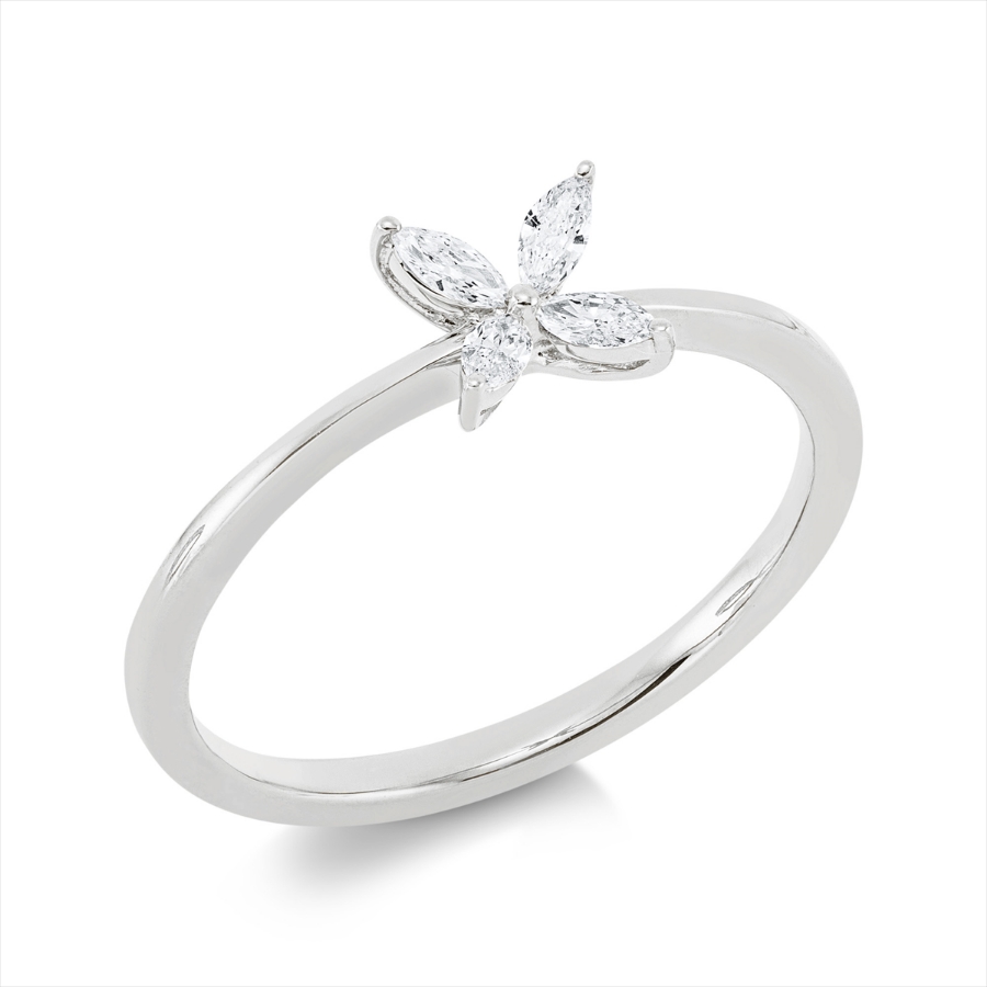 Ring 18 kt GG, Fassung rhodiniert