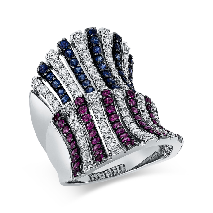 Ring 18 kt WG, Fassung teils schwarz rhodinie