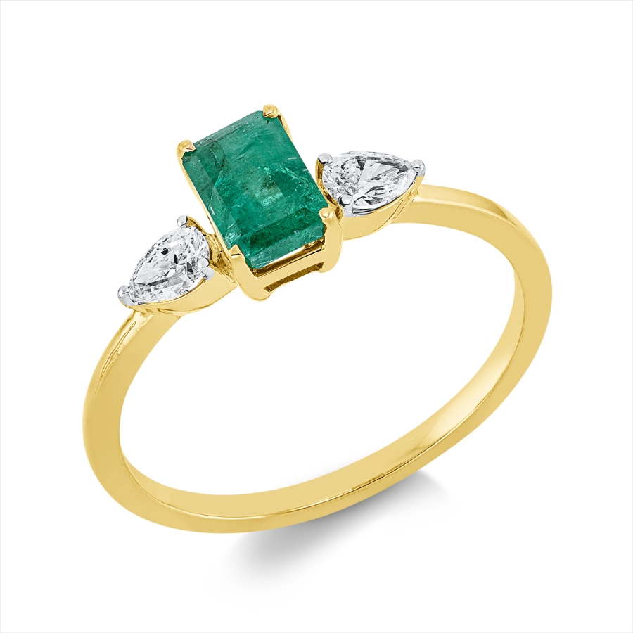 Ring 4er-Krappe 18 kt GG, Fassung rhodiniert