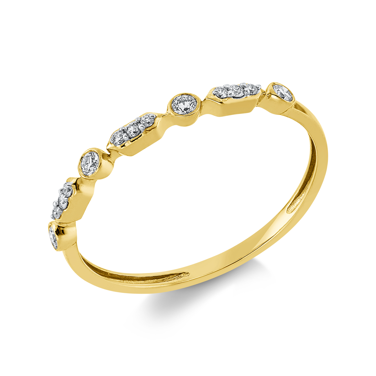 Ring 18 kt GG, Fassung rhodiniert
