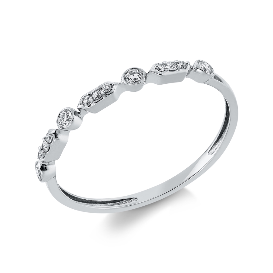 Ring 18 kt GG, Fassung rhodiniert