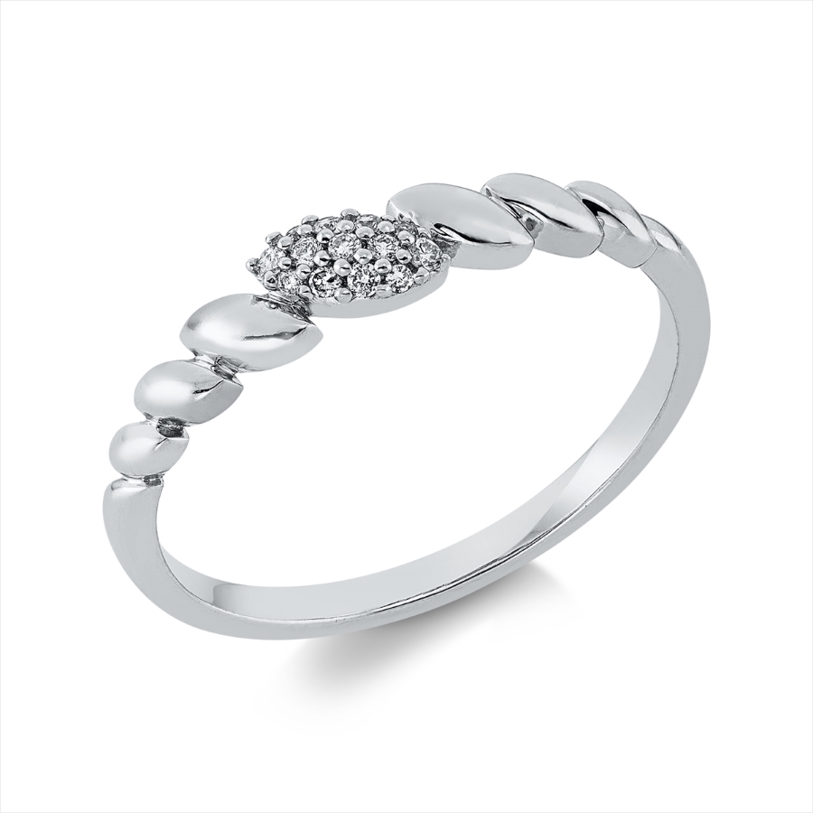 Ring 18 kt GG, Fassung rhodiniert