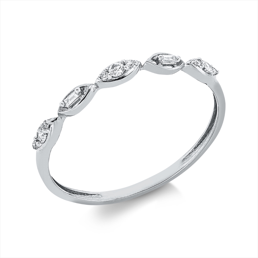 Ring 18 kt GG, Fassung rhodiniert
