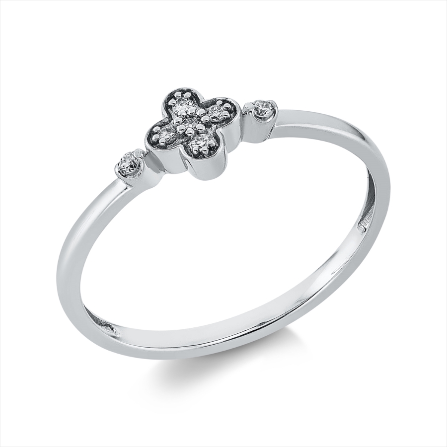Ring 18 kt GG, Fassung rhodiniert