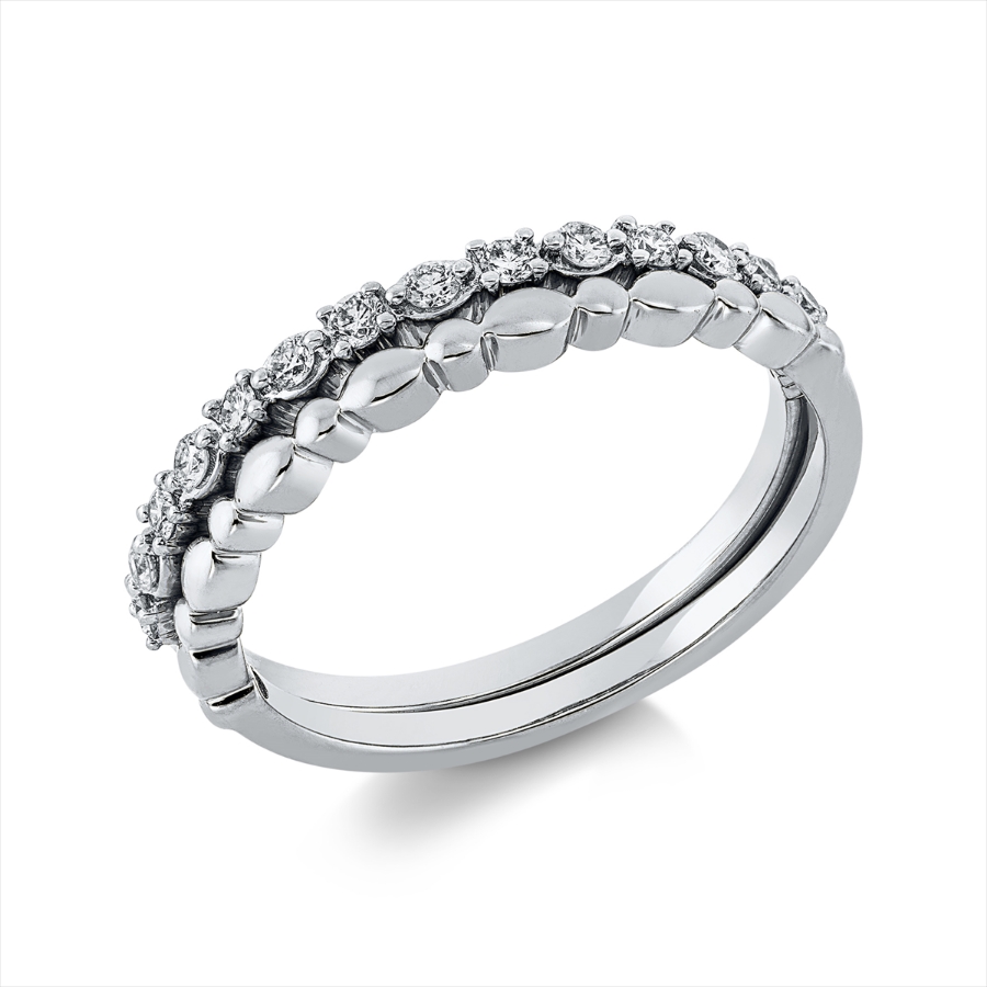 Ring 18 kt GG, Fassung rhodiniert