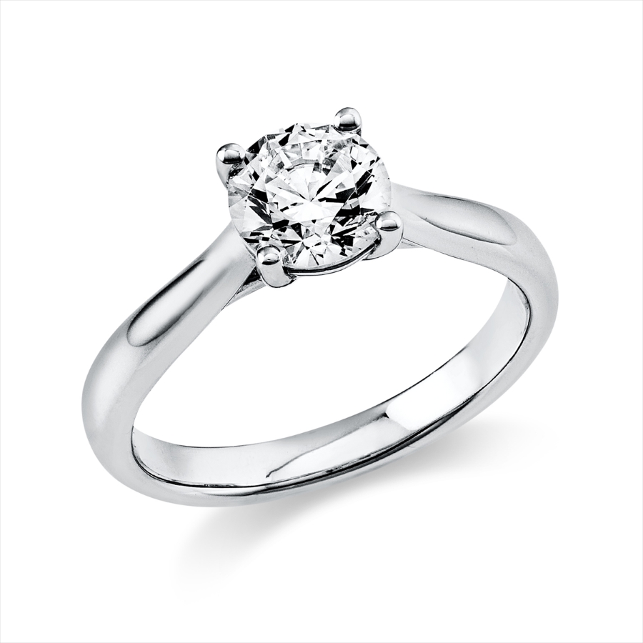 Solitaire Ring 4er-Krappe 14kt Weißgold mit 1,00ct Diamanten