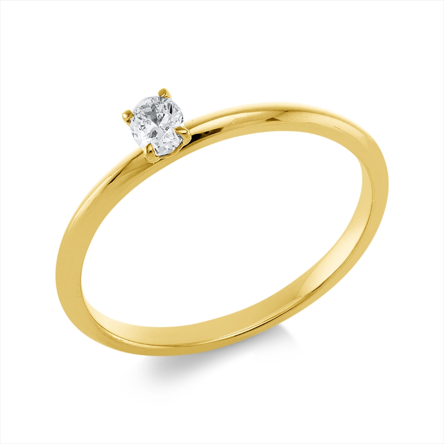 Solitaire Ring 4er-Krappe 18kt Gelbgold mit 0,14ct Diamanten
